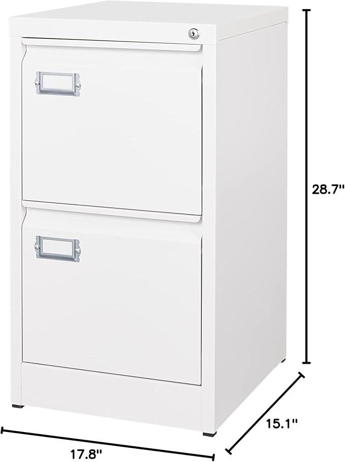 2 Drawer File Cabinet with Lock Metal Vertical Filing Storage Cabinet Office - Image 3