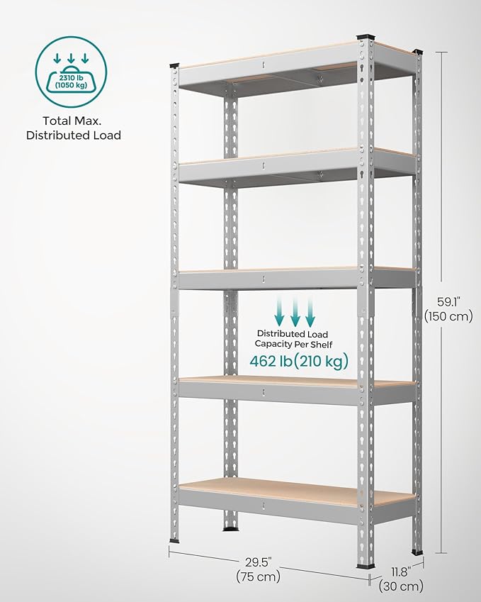 SONGMICS 5-Tier Storage Shelves, Load 2310 lb, Garage Storage, Boltless Assembly - Image 3
