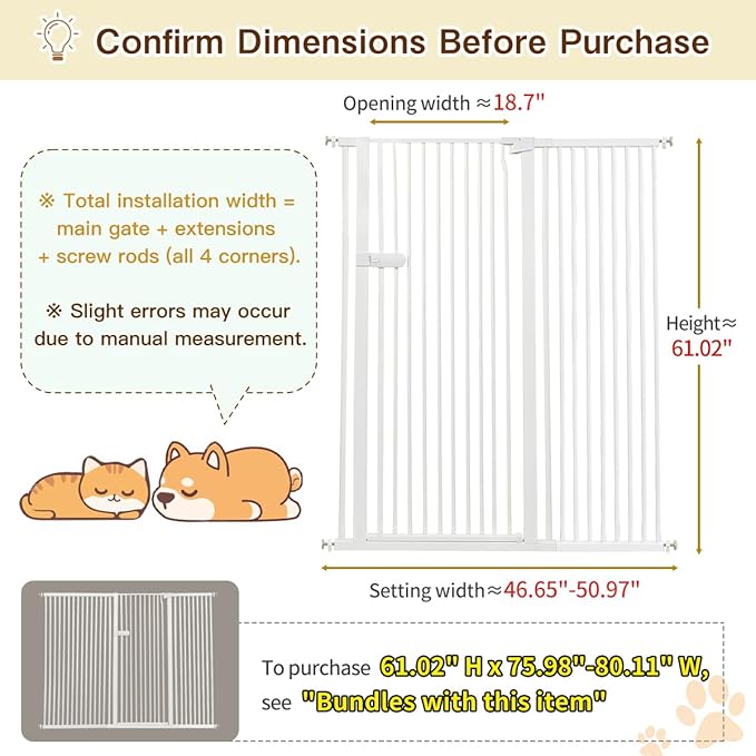 Lumizone Extra Tall Cat Gate 61.02" High Pressure Mounted Extra Wide 2025 New - Image 2