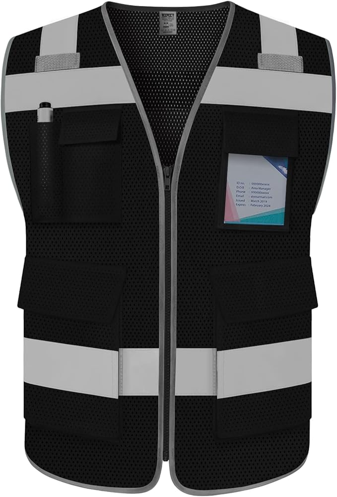 TCCFCCT Mesh Hi Vis Vest 5 Pockets High Visibility Reflective Safety Vest by TCCFCCTPROFESSIONALSAFETYSOLUTIONS