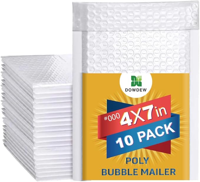Water Resistant Bubble Envelope Mailers 4 inch x 7 inch #000 White Poly Padded by Unknown