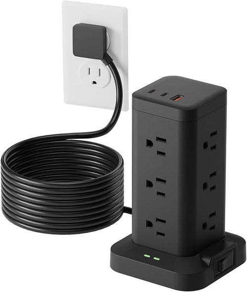 15-in-1 Power Strip Tower with Surge Protector 1800J, Fast Charging Tower PD20W by Tagzilo