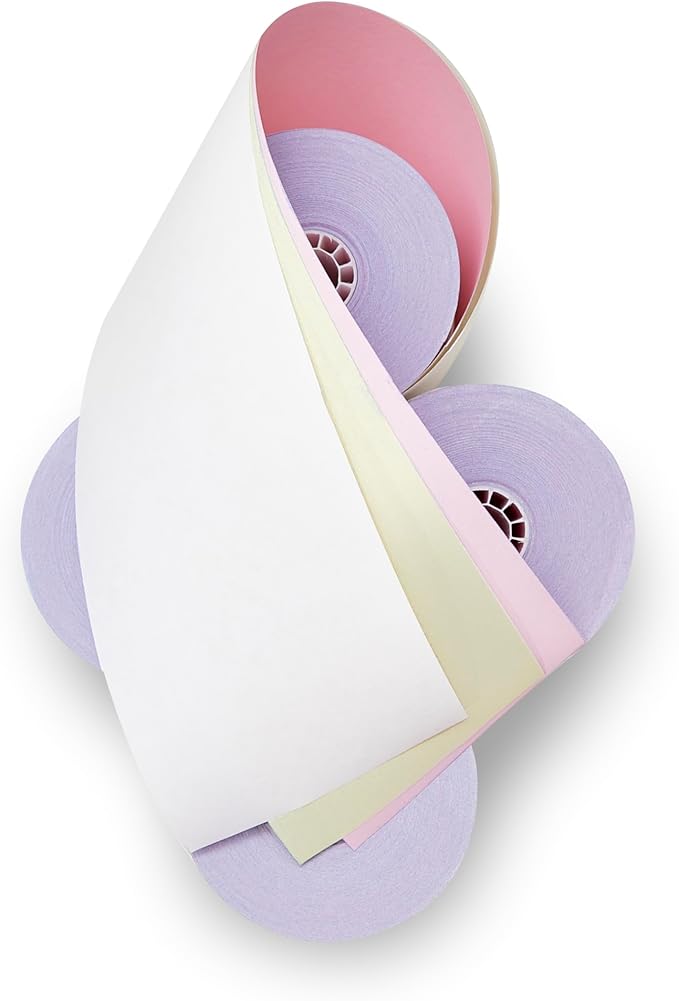 3-ply 3" inch 65' Feet White/Canary/Pink Carbonless Kitchen Paper 50 Rolls TMU - Image 2
