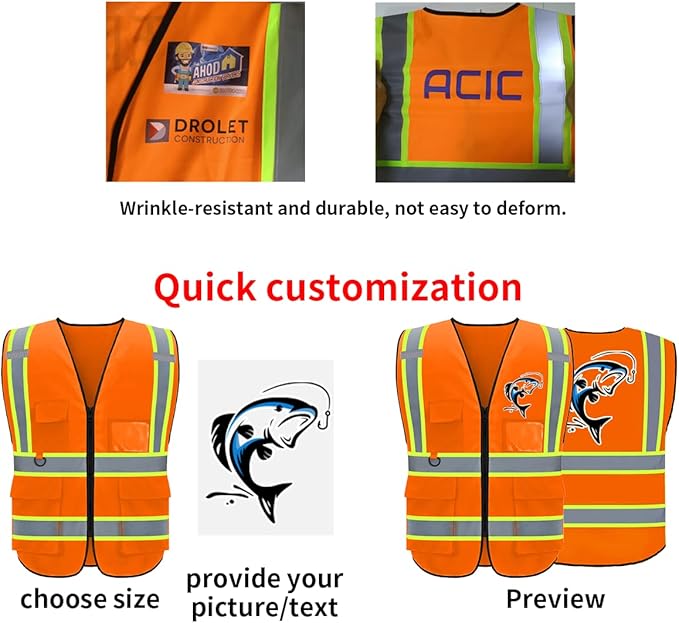 BeautyWill Custom Safety Vest Logo Class 2 High Visibility Reflevtive Vest - Image 4