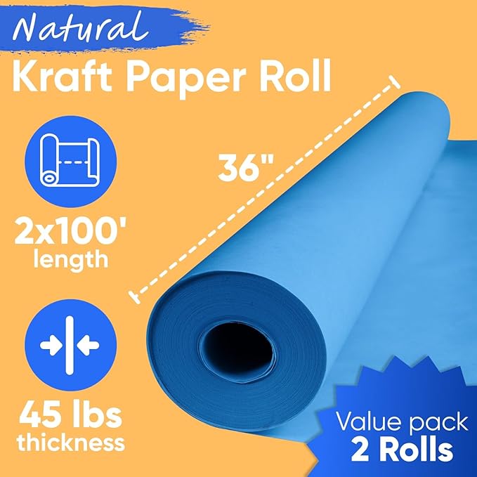 36" x 1200" Dark Blue Kraft Paper Roll, 45 lbs Thickness, Made in USA Colored - Image 3