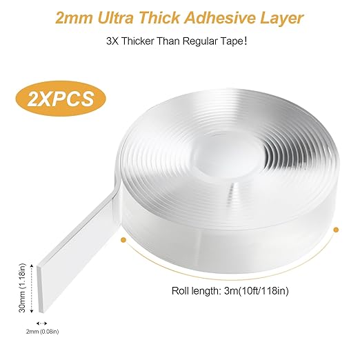 Alocs Double Sided Tape Heavy Duty, Extra Large Nano Adhesive Tape Wall Decor - Image 2