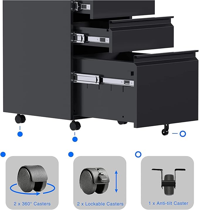 Aobabo 3 Drawer File Cabinet - Image 8