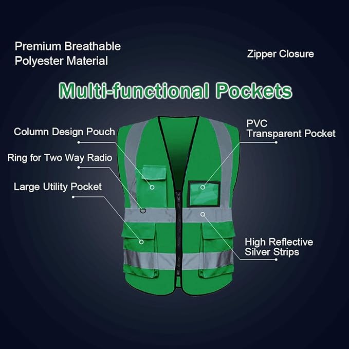 BeautyWill 10/20 Pack Custom Logo Safety Vest, Bulk High Visibility Class 2 - Image 5