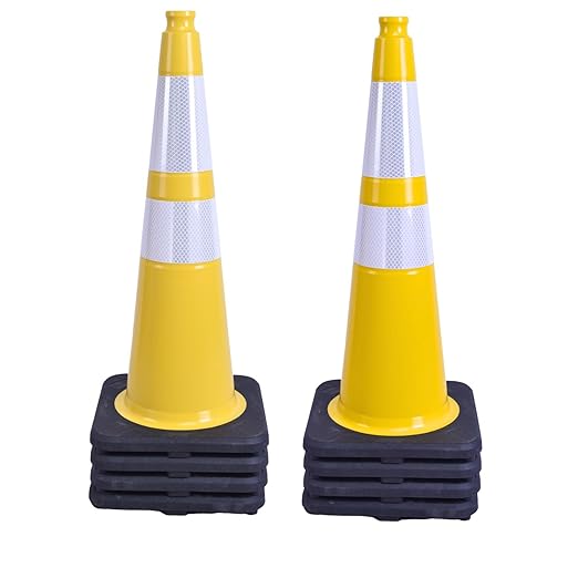 BESEA 8Pack 36” inch Traffic Cones Yellow Road Parking Cones Construction by BeSea