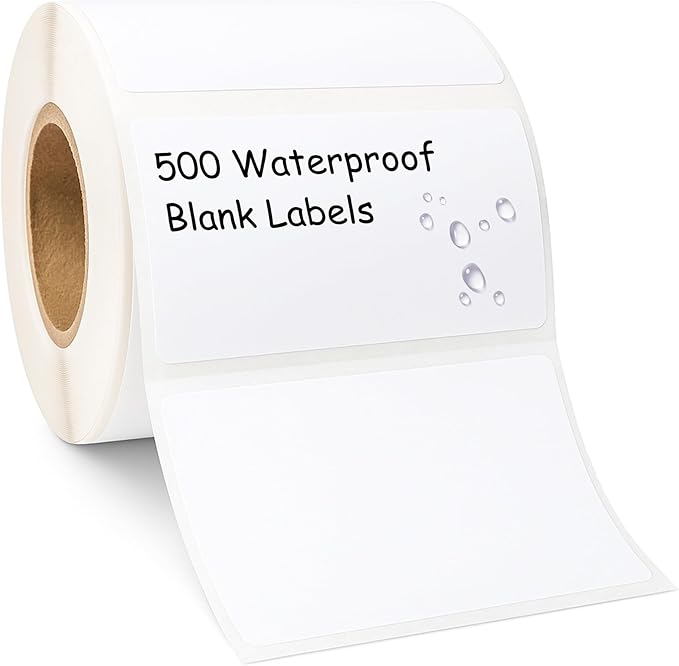 Blank Waterproof Label Stickers, 70mm x 40mm, Durable by MermedMedicalLabels