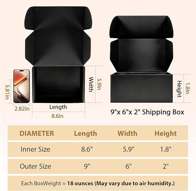 9x6x2 inches Shipping Boxes Set of 25, Small Corrugated Cardboard Box, - Image 3