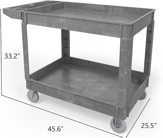 550LBS Utility Cart, 2-Tier 46x25 Inch Utility Cart - Image 3