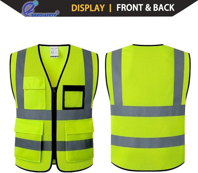 Hi Vis Reflective Safety Vest for Men Women Mesh Class 2 High Visibility Vest - Image 4