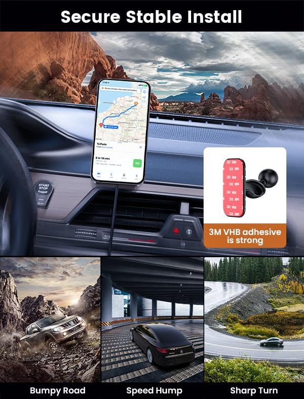 for Magsafe Car Mount Charger 15W LED RGB Car Phone Holder for Dash Vent - Image 4