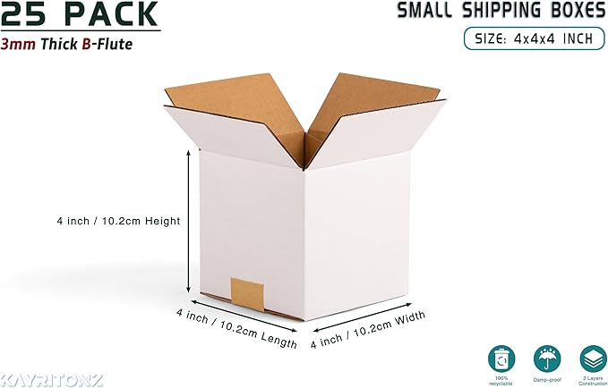 4x4x4 inch Small Shipping Boxes, Gifts Wrapping, 25 Pack - Image 3