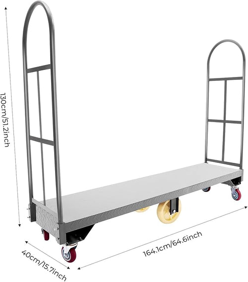 2000lbs Capacity Foldable Push Cart Dolly, 64.6Lx15.7H U-Boat Steel Cart - Image 2