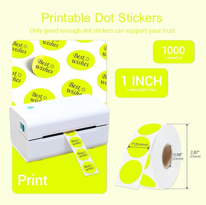 1 Inch Circle Dot Stickers 1000 PCS Color Coding Thermal Labels Dots Writable - Image 2