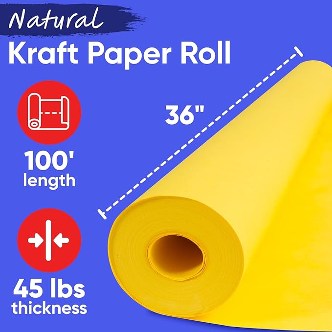 USA Made 36" x 1200" Yellow Kraft Paper Roll, 45 lbs Thickness, American - Image 2