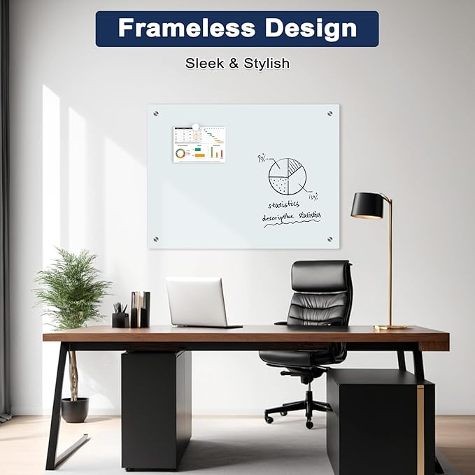 Magnetic Glass Whiteboard, Frameless White Board - Image 7