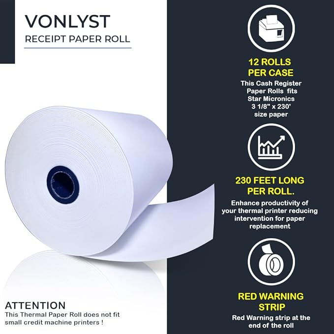 Receipt Paper Roll 3 1/8 x 230 for Square Register and Square POS System - Image 4