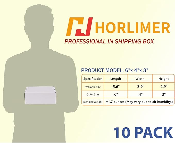 HORLIMER 10 Pack 6x4x3 Shipping Boxes, Small Business - Image 2