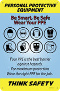 Personal Protective Equipment (PPE), Quality Aluminum Metal Poster Wall Poster Plaque Workplace Decor Indoor Outdoor - 12×8 Inches, Vibrant Color by Lean+Manufacturing+Posters