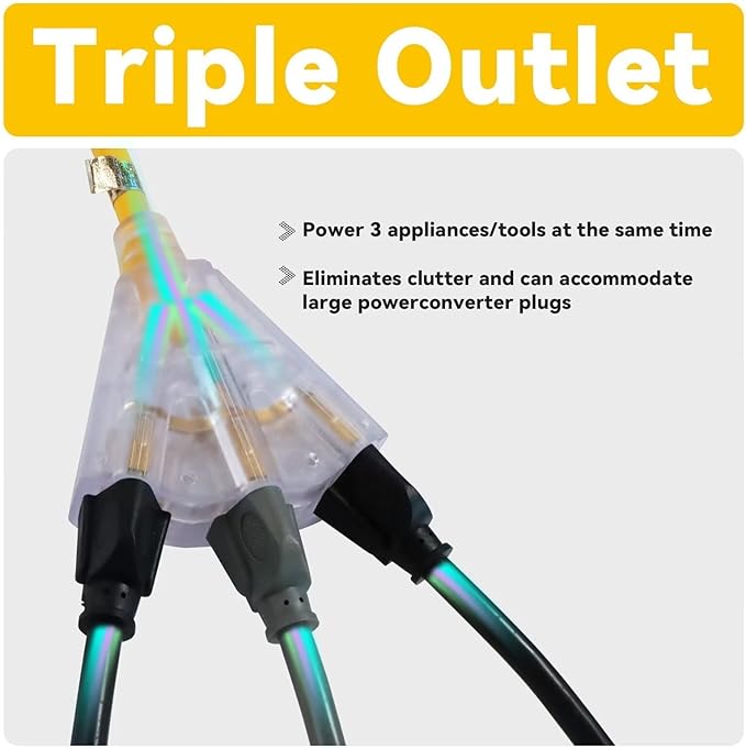 EP 50 Ft 12 Gauge Heavy Duty Extension Cord, 15A 125V 1875W, 3 Outlet - Image 3