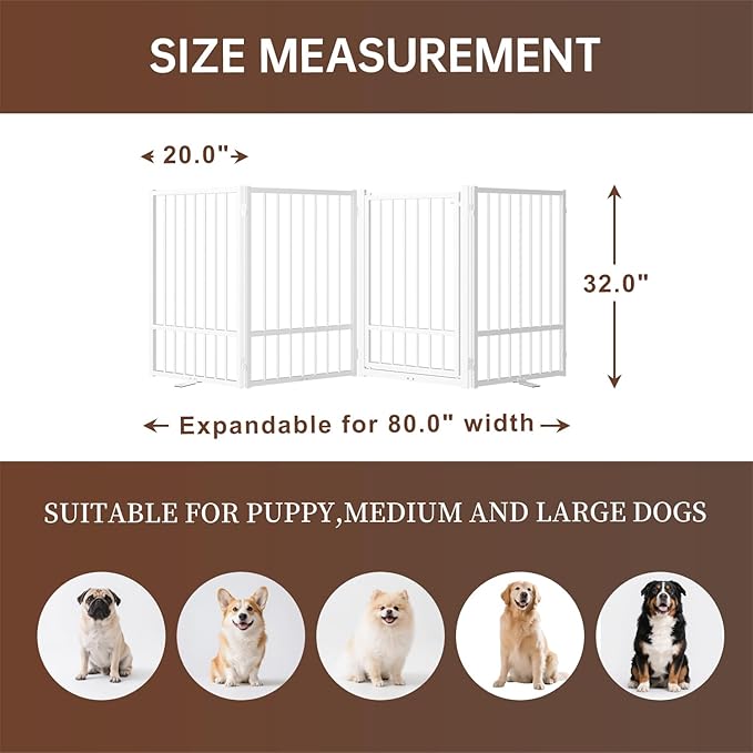 4 Panels Full Metal Freestanding Dog Gates - Image 2