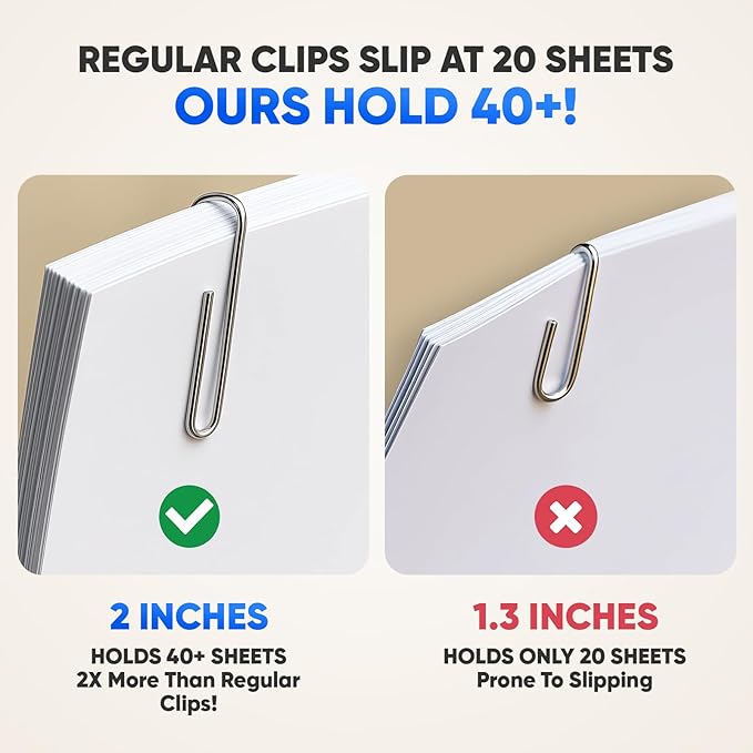 Large Paper Clips, Zomilla 1000pcs 2 Inches Jumbo Paper Clips Silver, Smooth - Image 3