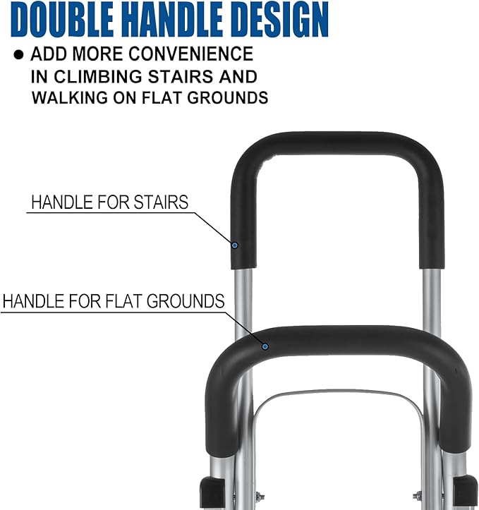 2 in 1 Aluminum Hand Truck 650 lb Capacity, Heavy Duty Stair Climbing Cart - Image 4