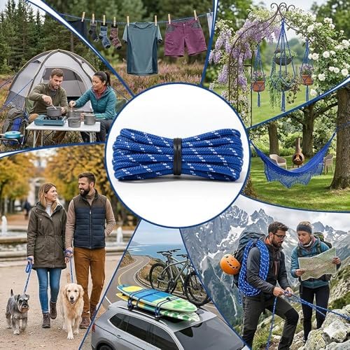 6 Pack Rope with Roller Tensioner for Easy and Secure Tying,Retractable Buckle Rope, Adjustable Tensioner Tie Down Ropes for Daily & Outdoor Use,Tent, Motorhome, Camping(Blue - Image 5