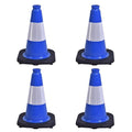 4 Pack 12 Inch Blue PVC Traffic Cones Black Base, Sport Training Cones by OranclUS