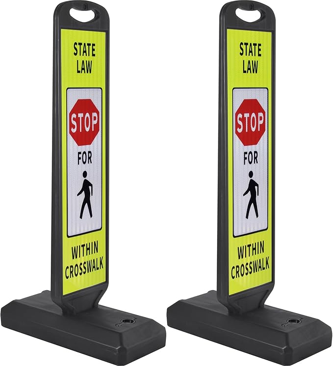 2 Pack 43" x 9.6" inch Double Sided Pedestrian Crosswalk Sign, 21.8" x 9.6" x by OranLite
