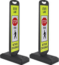 2 Pack 43" x 9.6" inch Double Sided Pedestrian Crosswalk Sign, 21.8" x 9.6" x by OranLite
