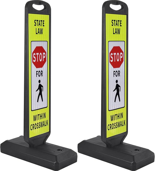 2 Pack 43" x 9.6" inch Double Sided Pedestrian Crosswalk Sign, 21.8" x 9.6" x by OranLite