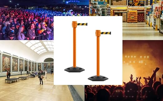 Montour Line MSR760 Set of 2 Retractable Belt Barrier Stanchion, Rubber Base - Image 4