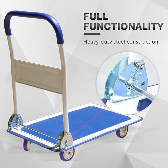Push Cart Dolly by Wellmax, Moving Platform Hand Truck, Foldable - Image 7