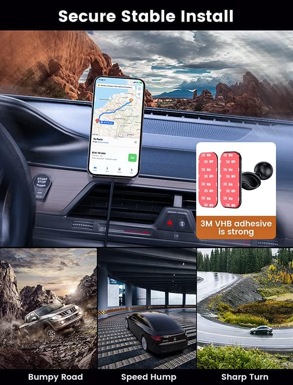 for Magsafe Car Mount Charger 15W LED RGB Car Phone Holder for Dash Vent - Image 4