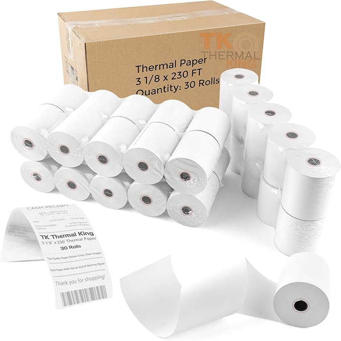 3 1/8" x 230' Thermal Paper, POS Receipt Paper by TKThermalKing