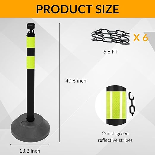 6 Pack 40 Inch Traffic Delineator Posts - Image 2