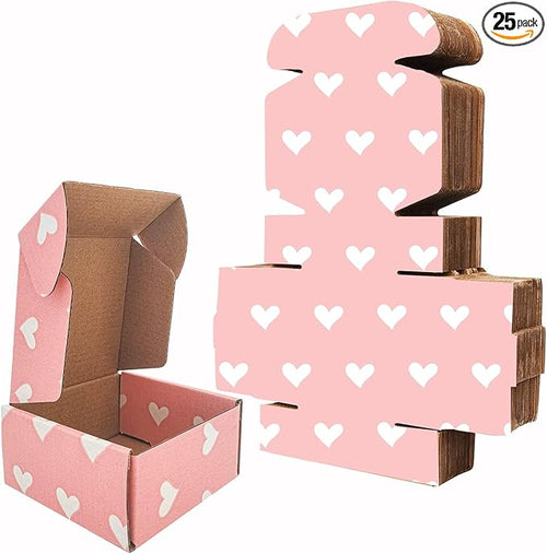 25 Pack Baby Pink Hearts Shipping Boxes by itechpanda