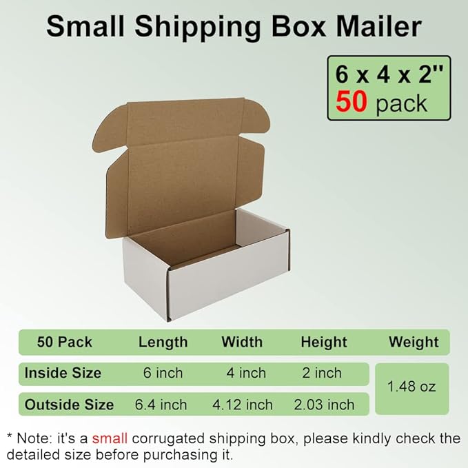 50 Pack 6x4x2'' Small Shipping Boxes, Mailing Packaging Supplies - Image 2