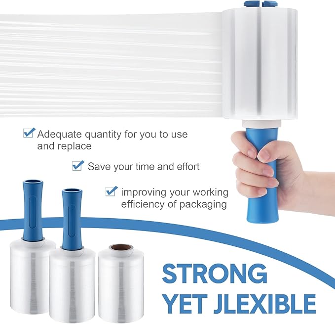 Jutom 8 Pcs Clear Stretch Wrap Roll Plastic Wrap - Image 3