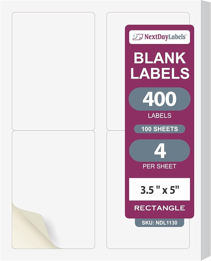NextDayLabels – 3.5" x 5" Rectangular Sticker Labels by NextDayLabels