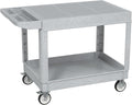 Utility Cart on Wheels, 2 Shelf Heavy Duty Large Flat Top Rolling Cart by Xalvora