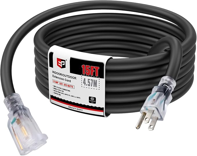 EP 15 Ft Lighted Outdoor Extension Cord by ENERGYPRO
