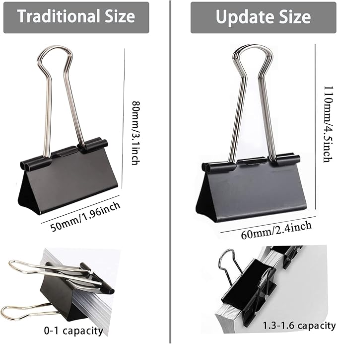 Extra Large Binder Clips 2.4 Inch, 30 Pack Upgrade Big Clips Paper Clamps - Image 2