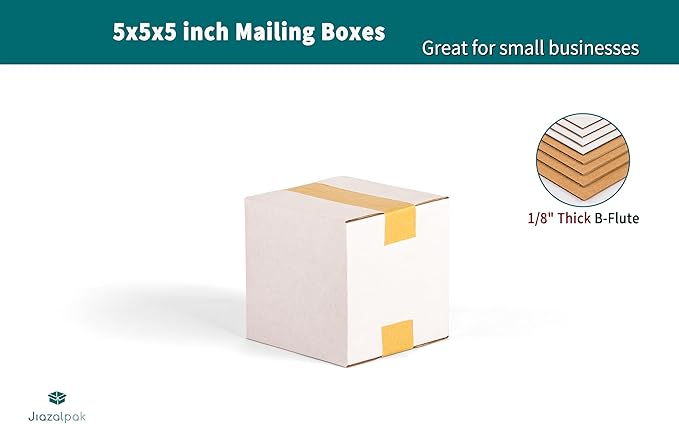 White 5x5x5 inches Shipping Boxes, Corrugated Cardboard 5x5 Box - Image 3