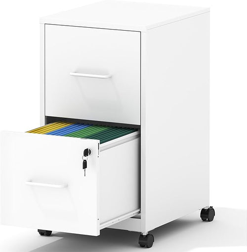 2 Drawer Mobile File Cabinet, Metal Under Desk Filing Cabinet by BIZOEIRON
