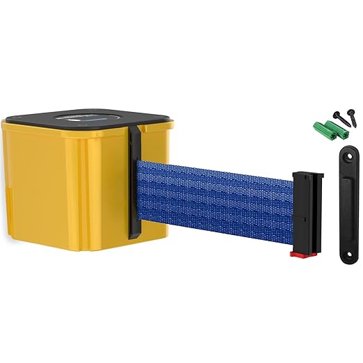 WM412 Retractable Belt Wall Mounted Yellow Crowd Control Barrier and Receiving by Visiontron